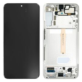 LCD displej (ekran) - Samsung S906/Galaxy S22 Plus 5G + touchscreen + frame white (beli) Service Pack ORG/GH82-27500B.
