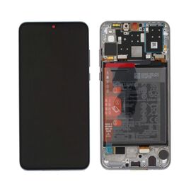 LCD displej (ekran) - Huawei P30 Lite New Edition + touchscreen + baterija + frame Pearl white (beli) Service Pack ORG/02353FQB.