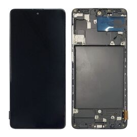 LCD displej (ekran) - Samsung A715/Galaxy A71 + touchscreen + frame black (crni) (Smaller Display Size) OLED.
