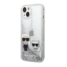Futrola Karl Lagerfeld Liquid Glitter Case Karl And Choupette - Iphone 14 Plus srebrna Full ORG (KLHCP14MGKCS) (MS).