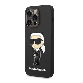 Silikonska futrola Karl Lagerfeld NFT Ikonik Hard Case - Iphone 14 Pro crna Full ORG (KLHCP14LSNIKBC) (MS).
