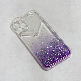 Futrola Heart Glitter - iPhone 13 ljubicasta.