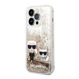 Futrola Karl Lagerfeld Hc Liquid Glitter Karl&Choupette - iPhone 14 Pro zlatna (KLHCP14LGKCD).