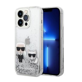 Futrola Karl Lagerfeld Hc Liquid Glitter Karl&Choupette - iPhone 14 Pro srebrna (KLHCP14LGKCS).