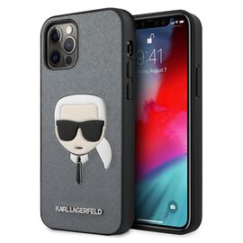 Futrola Karl Lagerfeld Hc PU Saffiano Head - iPhone 12 Pro Max 6.7 srebrna (KLHCP12LSAKHSL).