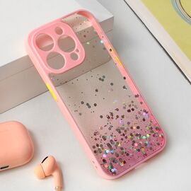Futrola Frame Glitter - iPhone 15 Pro 6.1 roze.