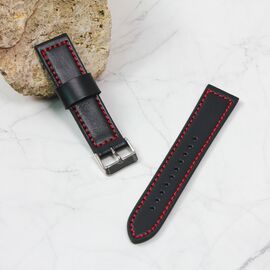 Narukvica elegant kozna - smart watch 22mm crno crvena.