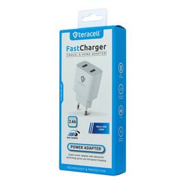 Kucni punjac Teracell Evolution TC-08 5V 2.4A 12W sa micro USB kablom beli.