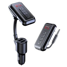 FM transmiter Y4 USB TF Bluetooth 5.0, call ID, modlularni, Handsfree slušalica crni.