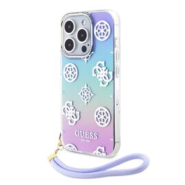 Futrola Guess Hc PC TPU Iridescent Glitter Pattern Peony Cordstrap - iPhone 15 Pro 6.1 ljubicasta (GUHCP15LHPELISU).