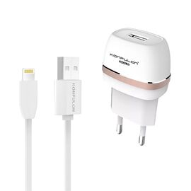 Kucni punjac KONFULON C25+S05 USB 5V 1A sa iPhone lightning kablom beli.