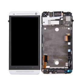 LCD displej (ekran) - HTC ONE/M7+touch screen+frame sivi SPO.