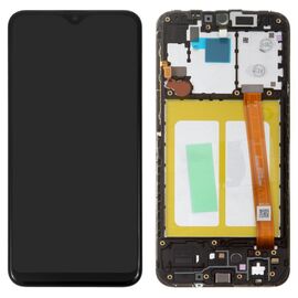 LCD displej (ekran) - Samsung A202 Galaxy A20E + touchscreen + frame black (crni) (Original Material).