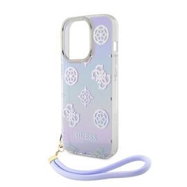 Futrola Guess Hc PC TPU Iridescent Glitter Pattern Peony Cordstrap - iPhone 15 ljubicasta (GUHCP15SHPELISU).