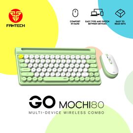Combo mis tastatura wireless Fantech WK-897 GO Mochi80 zeleni.