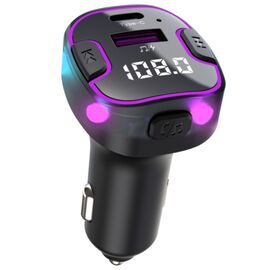 FM transmiter C49 USB, PD, QC 3.0 Bluetooth 5.0, RGB, Handsfree slušalica crni.