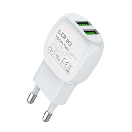 Kucni punjac LDNIO A2218 2xUSB 2.4A 12W Type-C beli (MS).