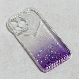 Futrola Heart Glitter - iPhone 13 Pro ljubicasta.