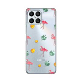 Silikonska futrola PRINT Skin - Huawei Honor X8 Flamingos.