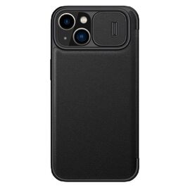 Futrola Nillkin Qin Pro (plain leather) - iPhone 14 Plus crna.