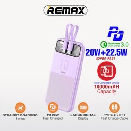 Univerzalna Back Up Baterija prenosiva baterija REMAX Stervui Series RPP-619 PD 20W+ QC 22.5W 10000mAh ljubicasti.