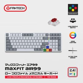 Tastatura Mehanicka Gaming Fantech MK916 RGB Maxfit AIR99 Wireless grey (red switch).