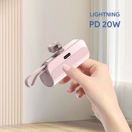 Univerzalna Back Up Baterija prenosiva baterija privezak 5000mAh lightning roze.