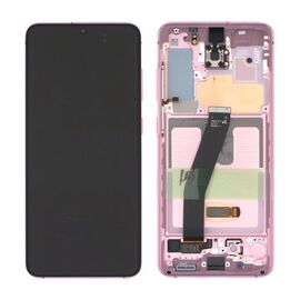 LCD displej (ekran) - Samsung G980F Galaxy S20 + touchscreen + frame Cloud Pink (no front cam) Service Pack ORG/GH82-31432C.