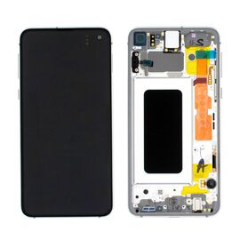 LCD displej (ekran) - Samsung G970/Galaxy S10e + touchscreen + frame Prism white (beli) Service Pack ORG/GH82-18852B.
