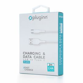 Data Kabl Pluginn PI-APD 2.4A USB na Type C beli 2m.