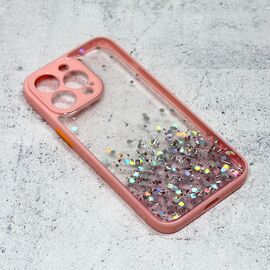 Futrola Frame Glitter - iPhone 13 Pro roze.