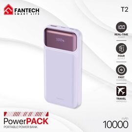 Univerzalna Back Up Baterija Prenosiva baterija Fantech T2 10000mAh QC, PD, 22.5W ljubicasti.