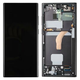 LCD displej (ekran) - Samsung S908/Galaxy S22 Ultra + touchscreen + frame black (crni) OLED.