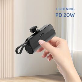 Univerzalna Back Up Baterija prenosiva baterija privezak 5000mAh lightning crna.