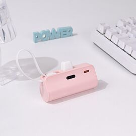 Univerzalna Back Up Baterija prenosiva baterija privezak 5000mAh fast lightning roze.