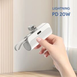 Univerzalna Back Up Baterija prenosiva baterija privezak 5000mAh lightning bela.