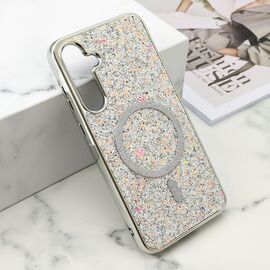 Futrole GLAM GLOW MagSafe - Samsung A556 Galaxy A55 5G srebrna (MS).