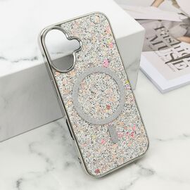 Futrole GLAM GLOW MagSafe - iPhone 16 (6.1) srebrna (MS).
