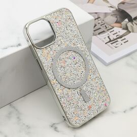 Futrole GLAM GLOW MagSafe - iPhone 13 (6.1) srebrna (MS).