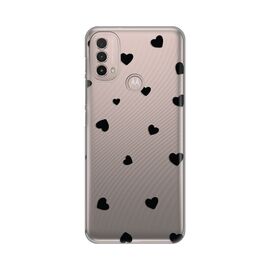 Silikonska futrola PRINT Skin - Motorola Moto E40 Hearts.