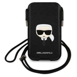 Futrola Karl Lagerfeld Pouch Pu Saffiano Karl Head Large - telefone do 6,7" crna ( KLHCP12LOPHKHK).
