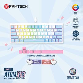 Tastatura Mehanicka Gaming Fantech MK611 Atom x63 AME bela (rosie switch).