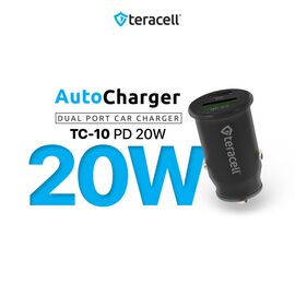 Auto punjac Teracell Evolution TC-10 PD 20W, USB QC3.0 15W crni.