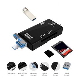 Citac kartica USB JWD 6u1 OTG crni.