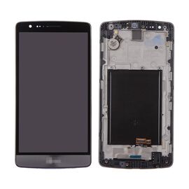 LCD displej (ekran) - LG G3/D855+touch screen sivi+frame+vibro+zvucnik+hf konektor SPO SH.