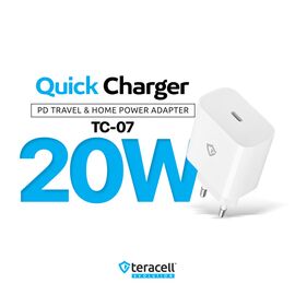 Kucni punjac Teracell Evolution TC-07 PD Fast charging 20W sa PD type C kablom beli CE.