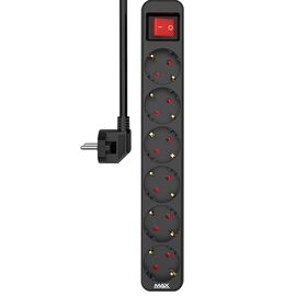 Produzni kabl sa prenaponskom zastitom/ prekidac/indikator 6 uticnice 3m Max MPS-306SOPB-3M Crni.