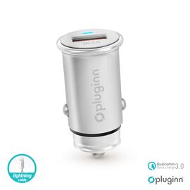 Auto punjac Pluginn PI-20 QC 3.0, 3A, 18W, sa lightning kablom srebrni.