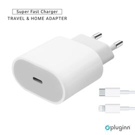 Kucni Punjac Pluginn AJ-20 A2347 EMC3621 PD Fast 20W - iPhone 11-14 sa PD lightning kablom CE beli.