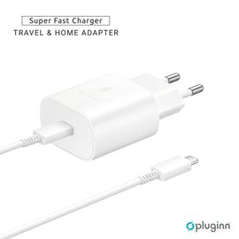 Kucni Punjac Pluginn AJ-25 KP-614C PD Fast 25W - Samsung sa PD Type C kablom CE beli.